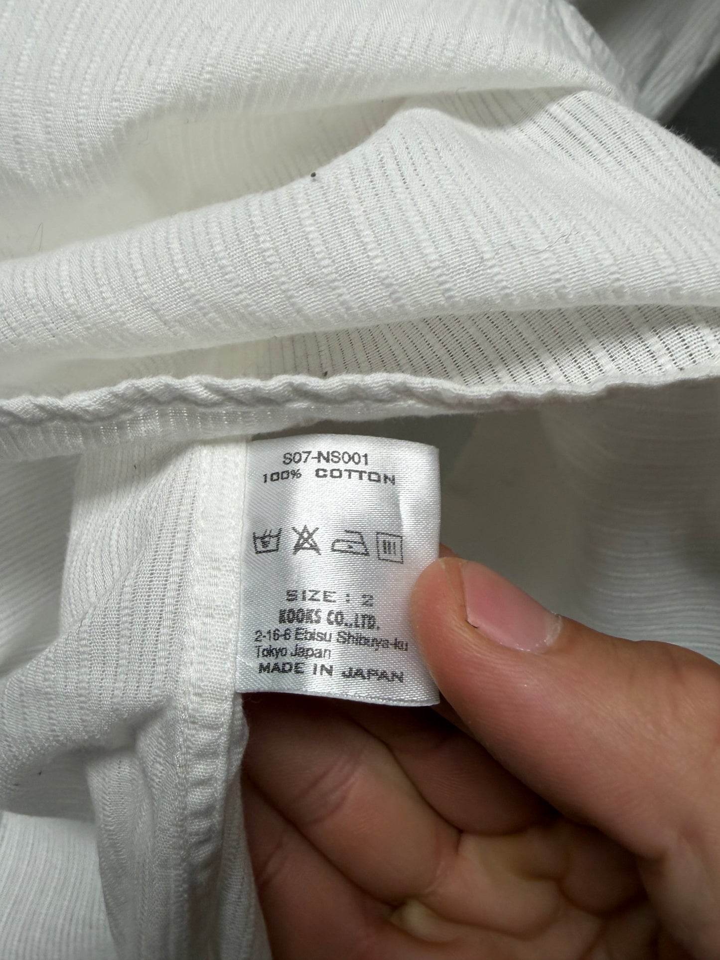 SS2007 Number (N)ine ‘About a Boy’ Pleated White Pearl Button Snap Shirt