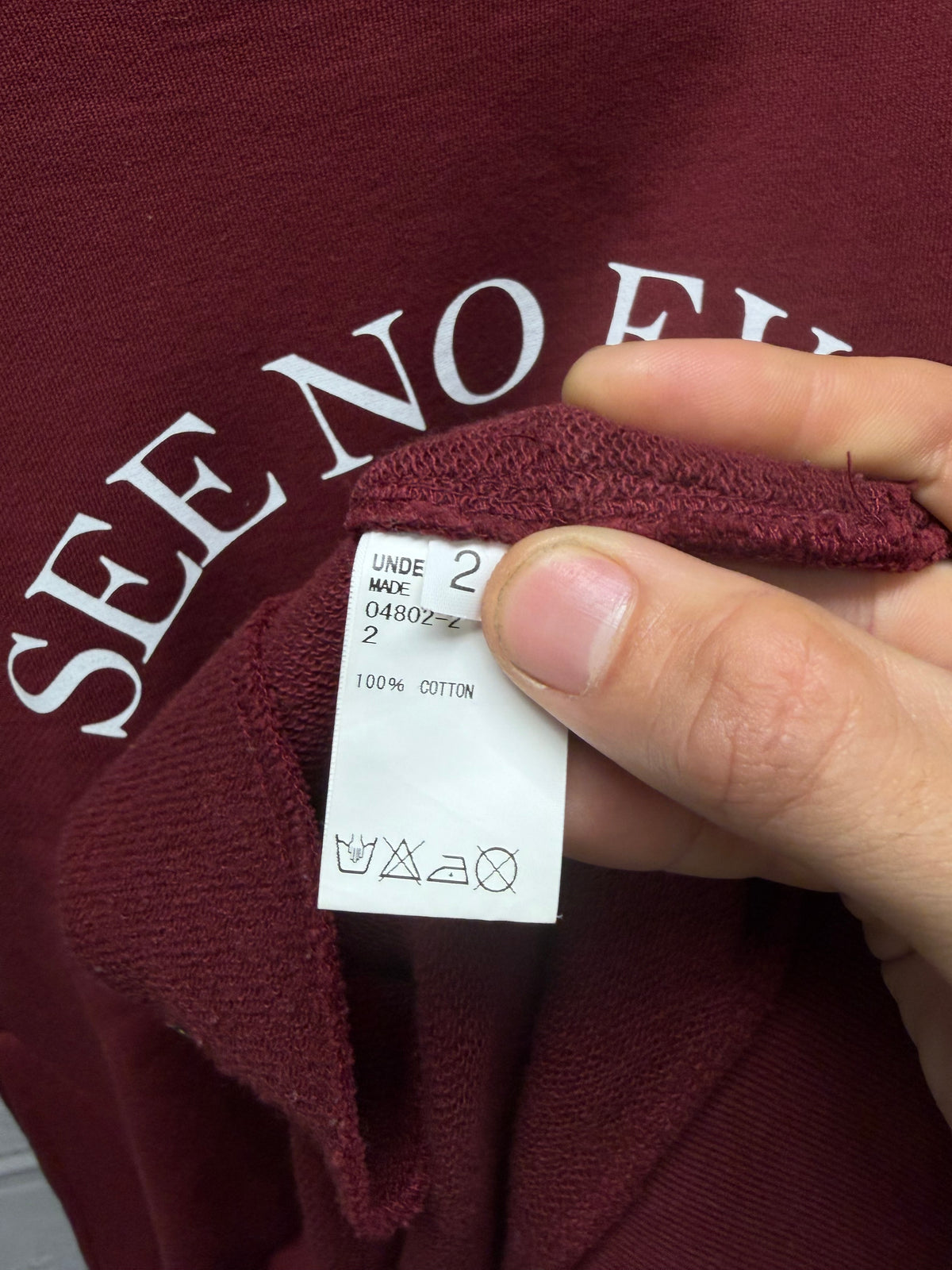 SS2015 Undercover ‘See no Evil’ Dark Red Cotton Sweatshirt
