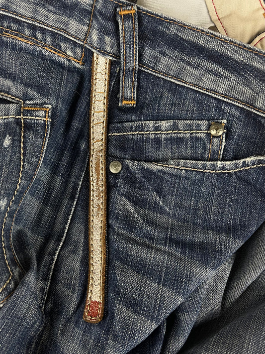 Marithe Francois Girbaud Boot Cut Leather Darted Denim