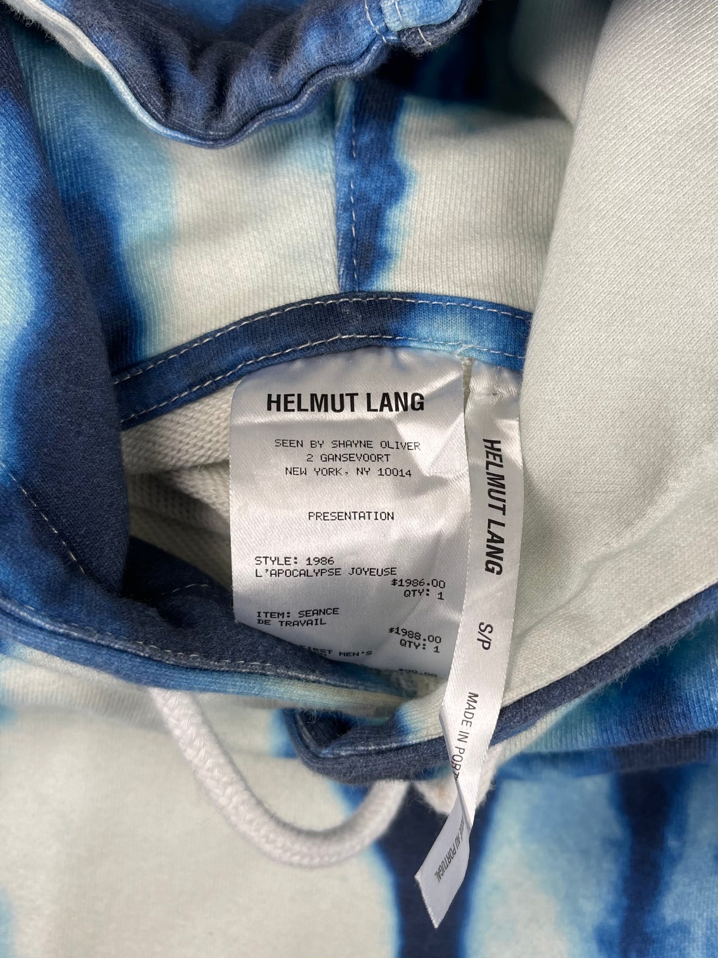 2018 Helmut Lang Tour Tie Dye Pullover Hoodie
