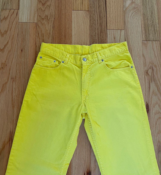 2000 Helmut Lang Neon Yellow Corduroy Pants