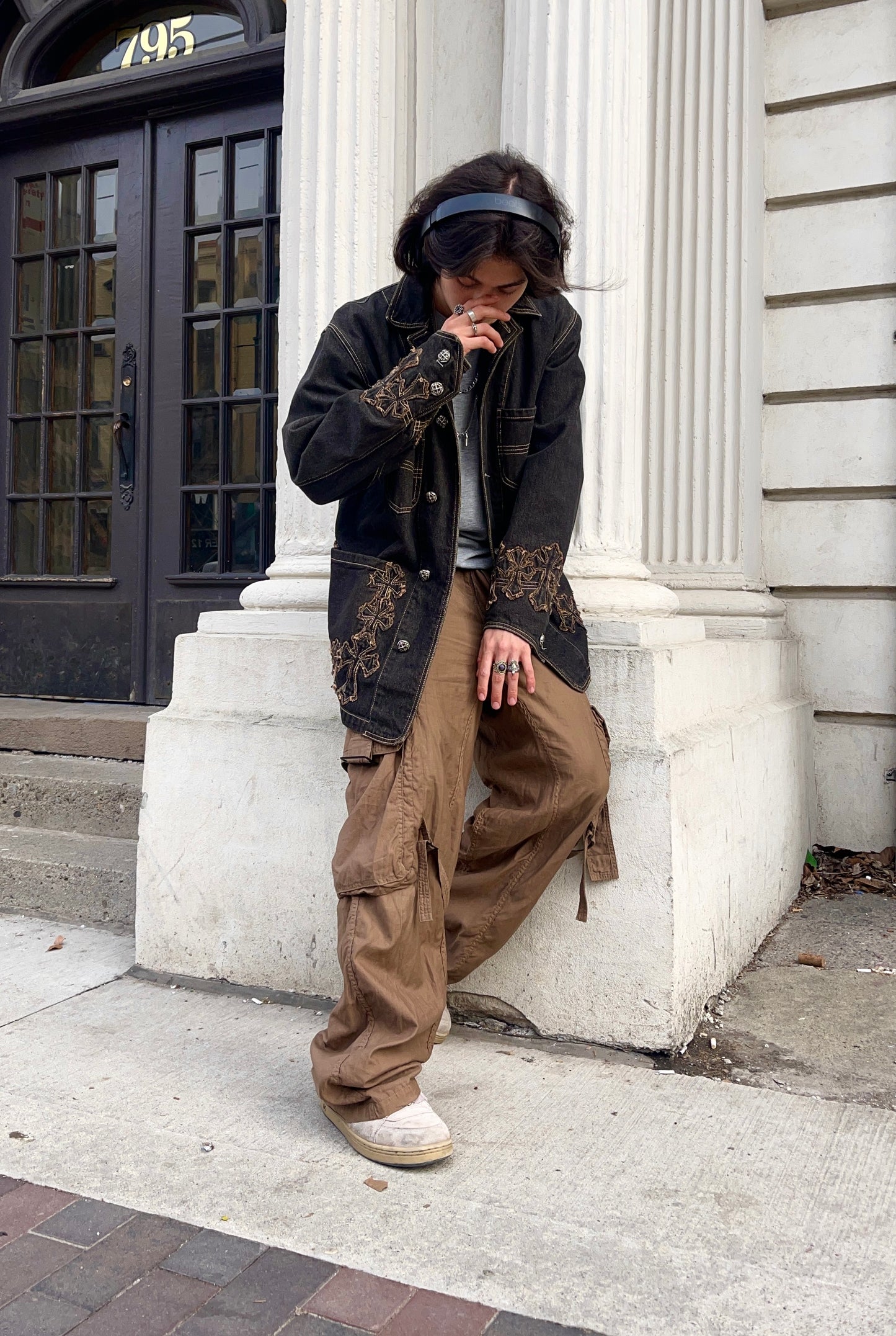 A&G Rock n’ Roll Couture Cross Patch Denim Chore Jacket