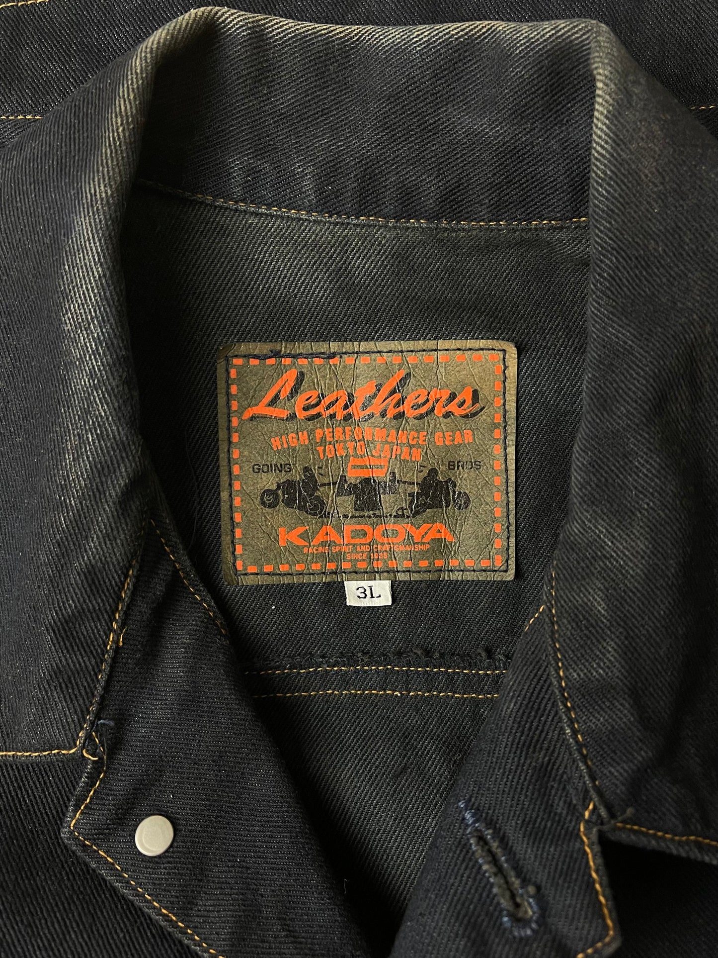 Kadoya Leather Tasselled Raw Blue Biker Denim Vest