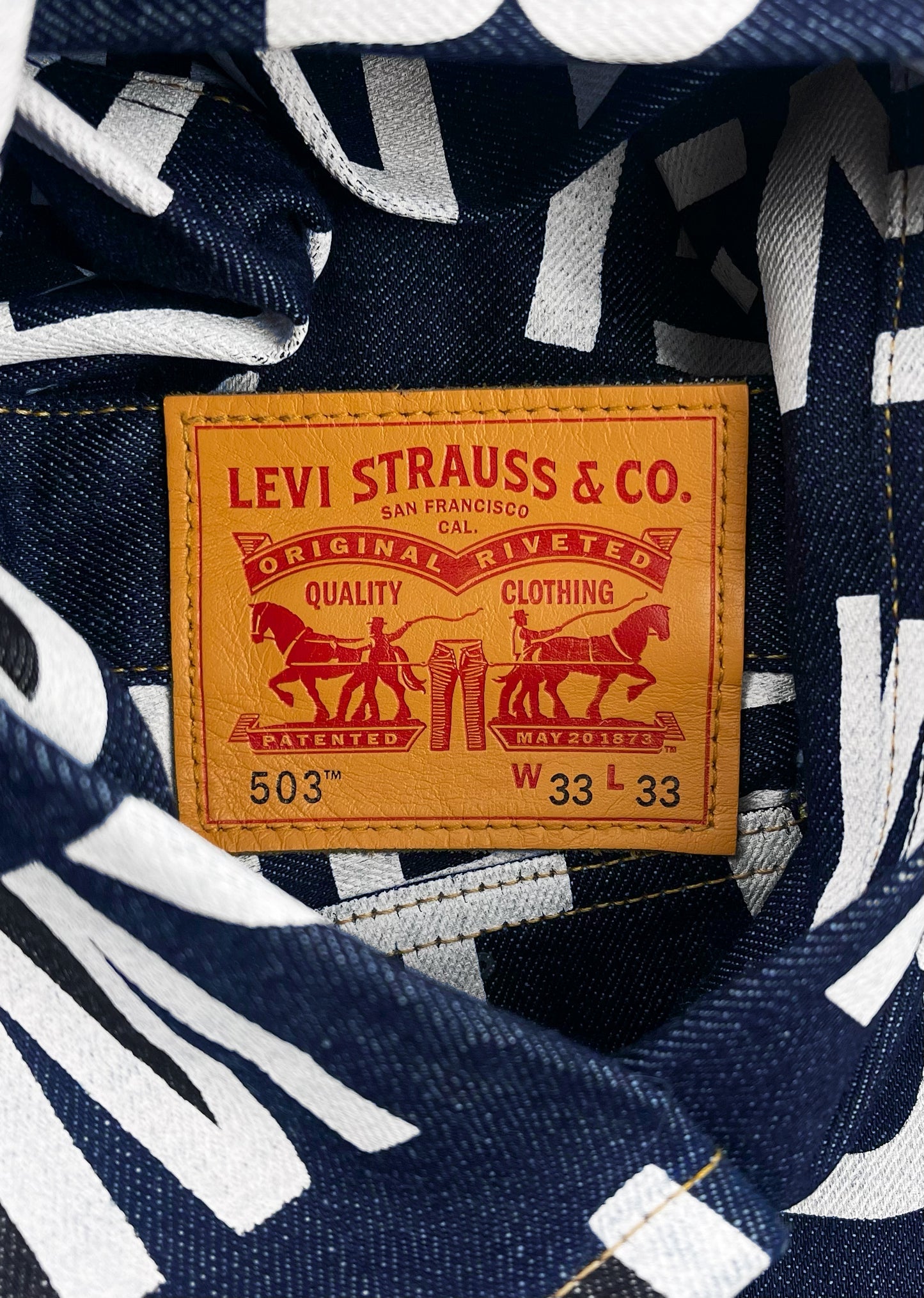 Junya Watanabe x Levis Poem Full Print 503 Denim