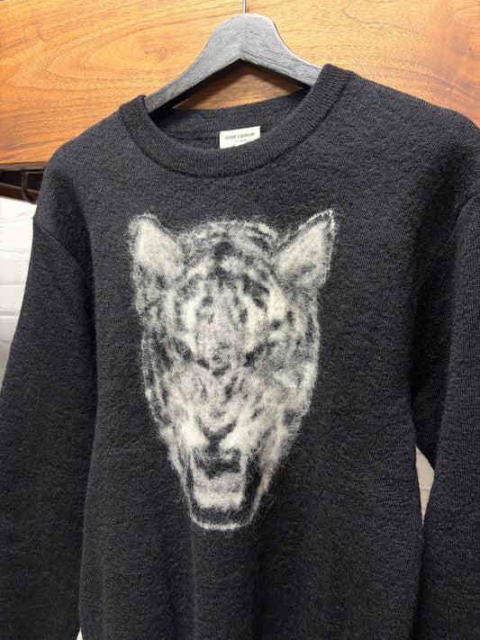 2016 Saint Laurent by Hedi Slimane ‘Tiger Head’ Black/White Knit Sweater
