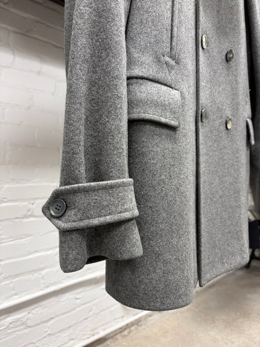 Alexander McQueen Double Breasted Grey Wool Peacoat