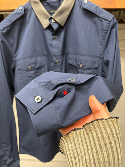 Gucci ‘Duke’ Detachable Leather Collar Military Inspired Button Up-Shirt