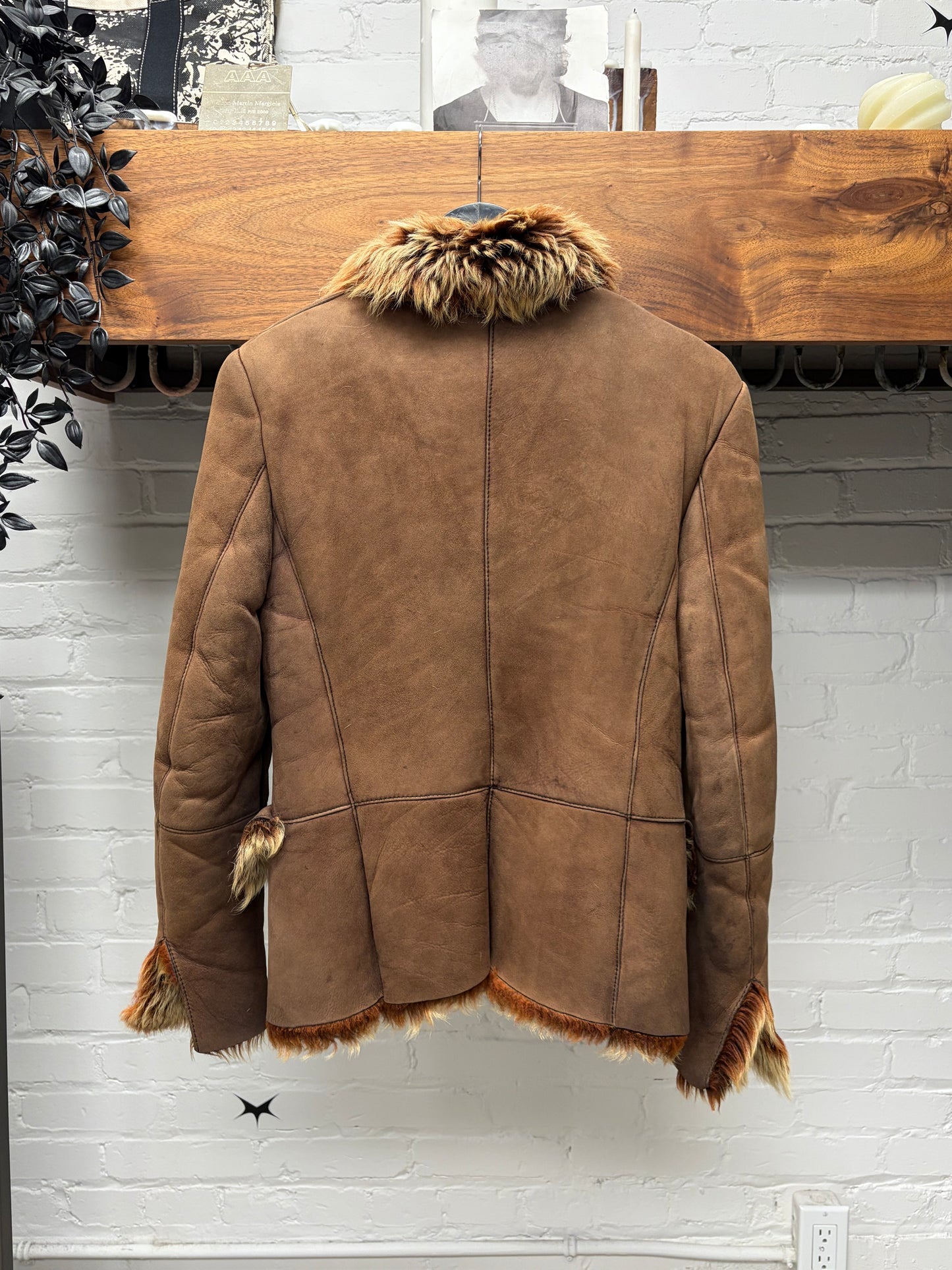AW1998 Gucci by Tom Ford Genuine Fox Fur Gradient Orange/Brown Suede Jacket