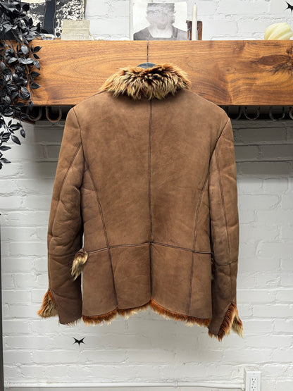 AW1998 Gucci by Tom Ford Genuine Fox Fur Gradient Orange/Brown Suede Jacket