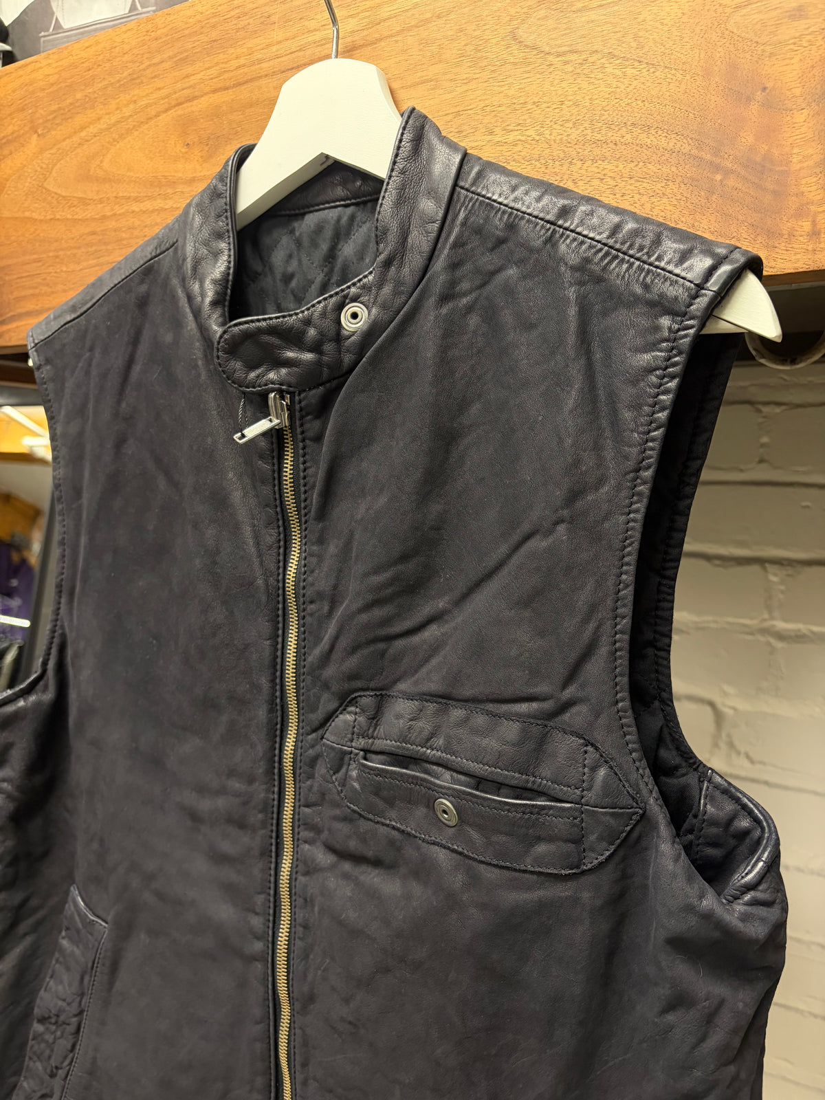 Maison Martin Margiela Reversible Black Waxed/Quilted Cotton Vest