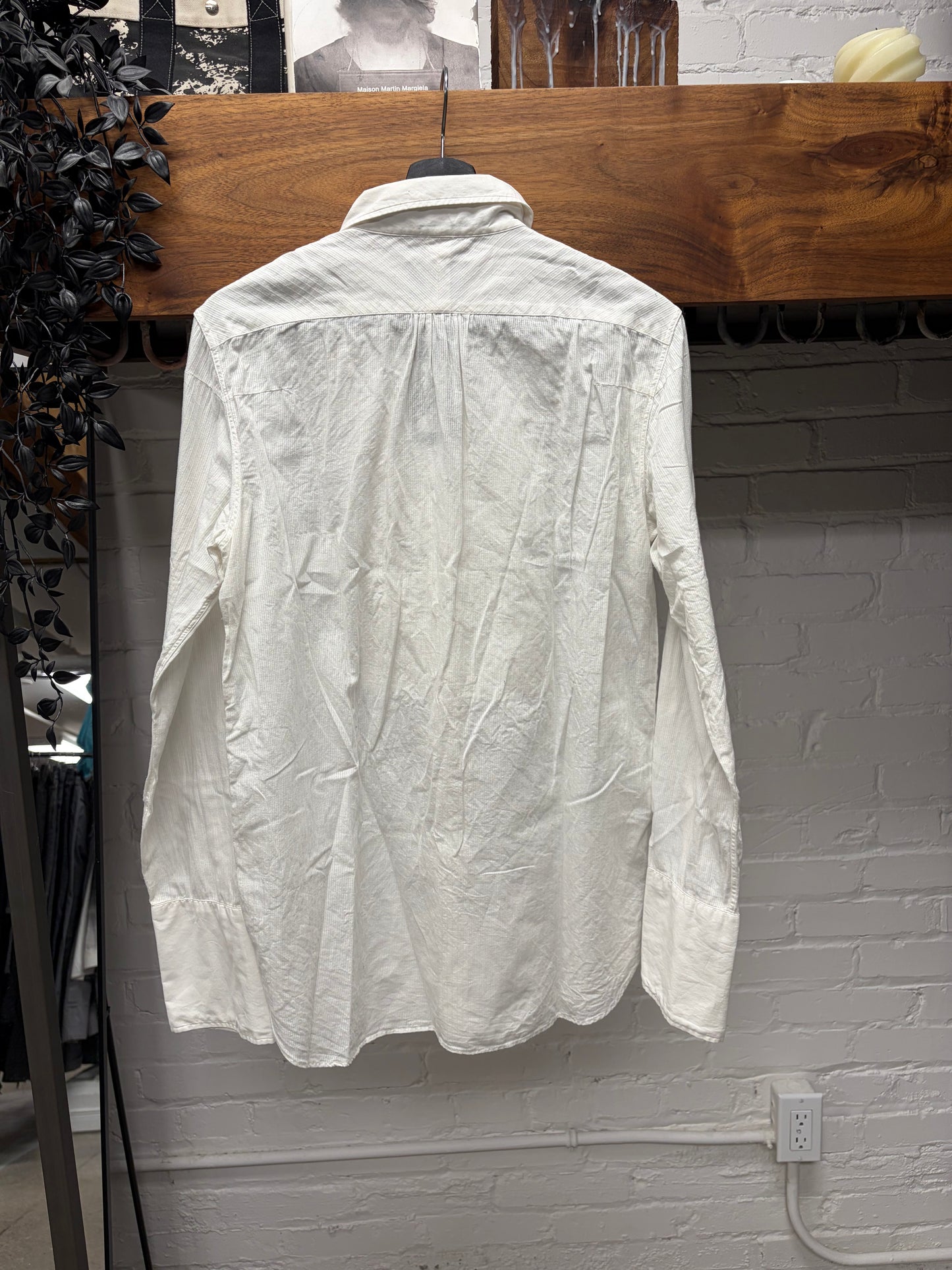SS2007 Number (N)ine ‘About a Boy’ Pleated White Pearl Button Snap Shirt