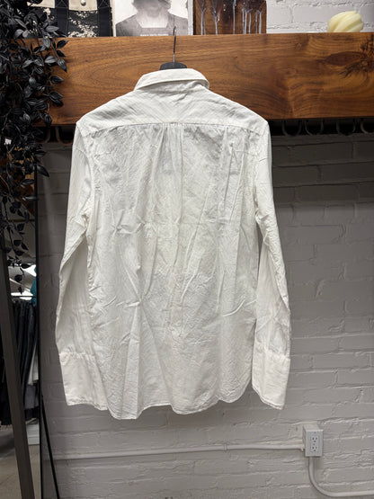 SS2007 Number (N)ine ‘About a Boy’ Pleated White Pearl Button Snap Shirt