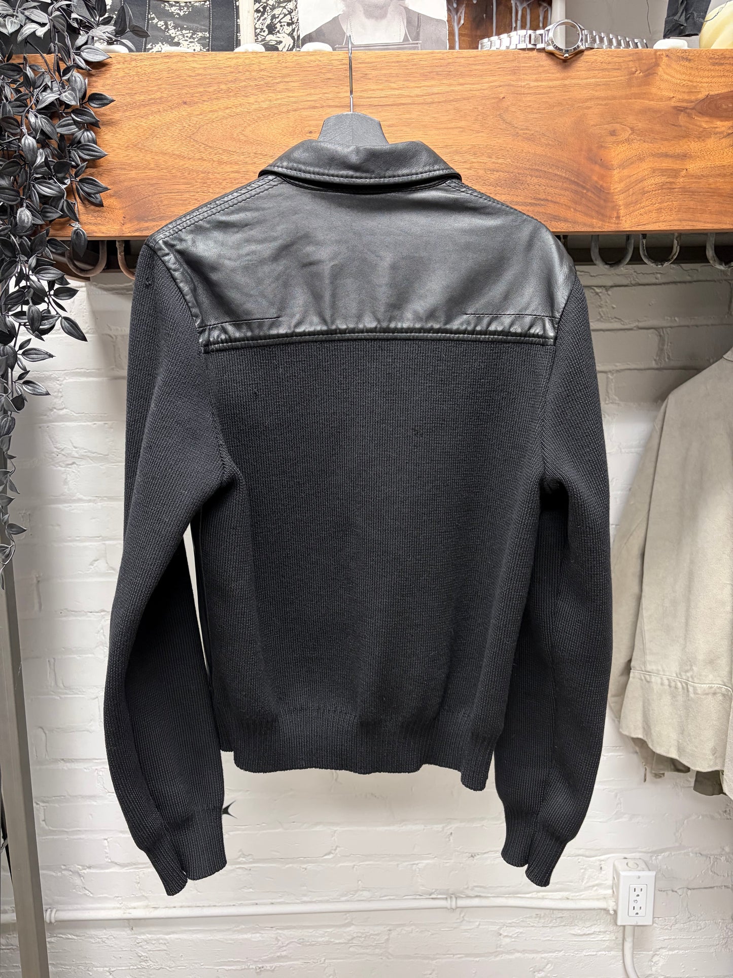 AW2005 Dior Homme by Hedi Slimane ‘In the Morning’ Black Ribbed Wool/Lambskin Leather Jacket