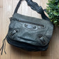 Balenciaga City Crossbody Gray Leather Flap Closure Sling Bag