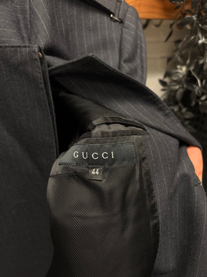 Vintage Gucci by Tom Ford High Neck Cotton Pinstripe Blazer/Straight Jacket