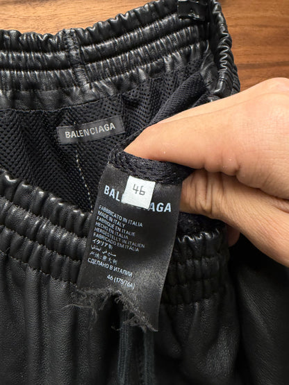 2022 Balenciaga ‘3B’ Sporty Logo Leather Track Pants