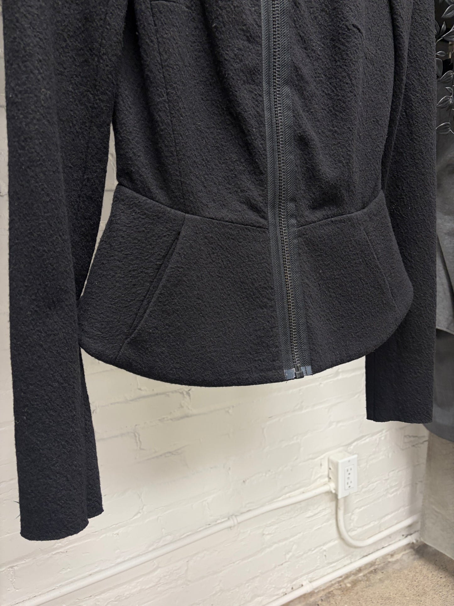 Haider Ackermann Black Anthracite Wool ‘Sculpted’ Peplum Jacket