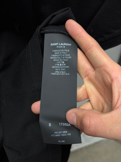 2021 Saint Laurent Black ‘YSL’ Embroidered Logo Staff Uniform Polo