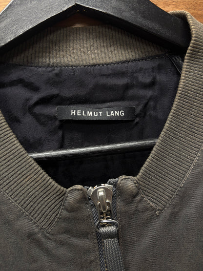 Helmut Lang Faded Sun Faded Grey Bomber Jacket with Ribbed Finish