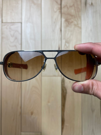 Chrome Hearts ‘Step Child’ 925 Silver/Leather Steampunk Aviator Sunglasses