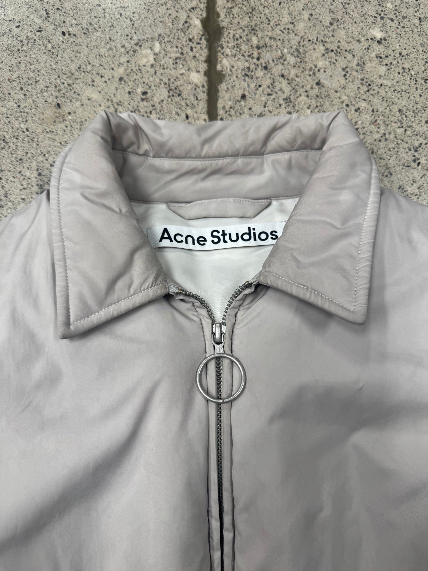 Acne Studios Padded ‘Cloud Grey’ Collared Zip-Up Bomber Jacket