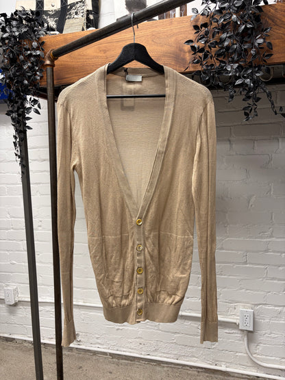 SS2010 Dior Homme Mesh Layered Tan Knit Cardigan