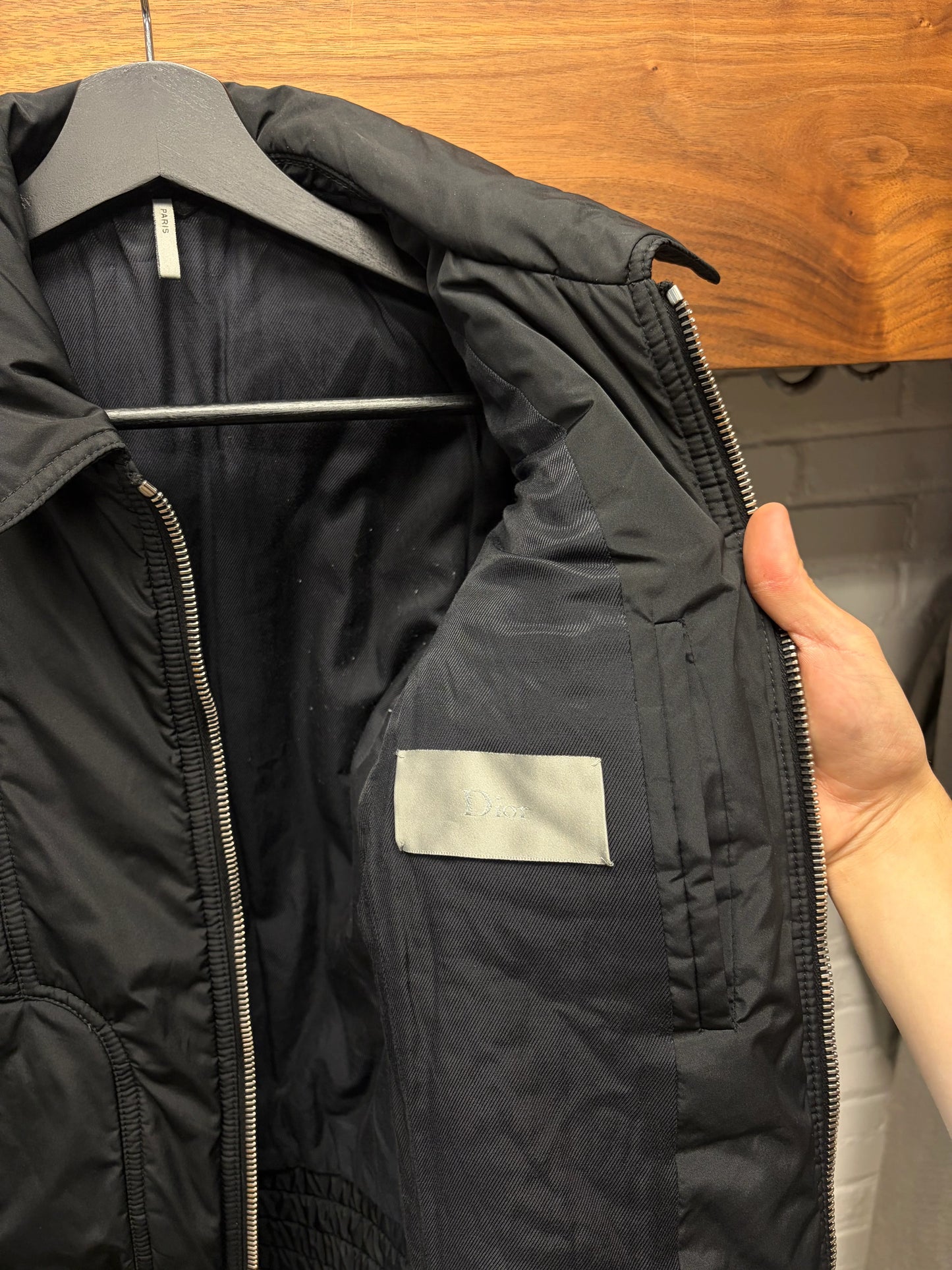 AW2008 Dior Homme Lumiere du Nord’ Black Collared Button Snap Jacket