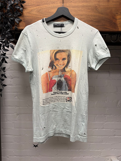 2000s Dolce & Gabbana ‘Pepsi Cola’ Shotgun Distressed Graphic T-Shirt