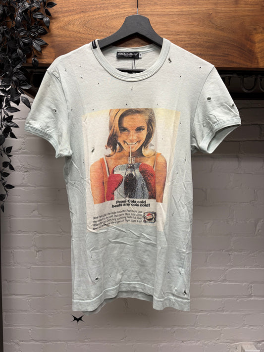 2000s Dolce & Gabbana ‘Pepsi Cola’ Shotgun Distressed Graphic T-Shirt