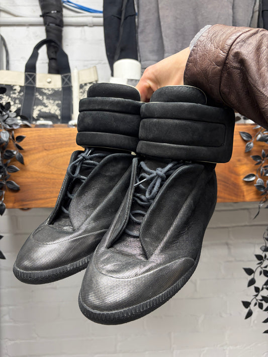 Maison Margiela Black/Silver Toe ‘Future’ Leather High Top Sneakers