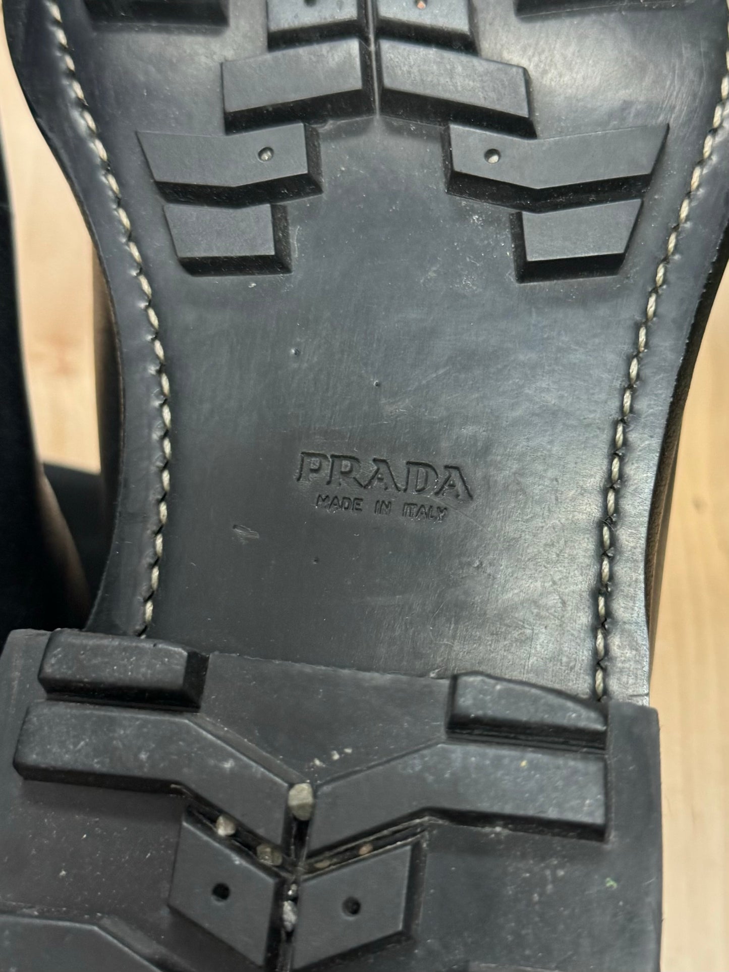 Prada Black Leather Engineer Boots