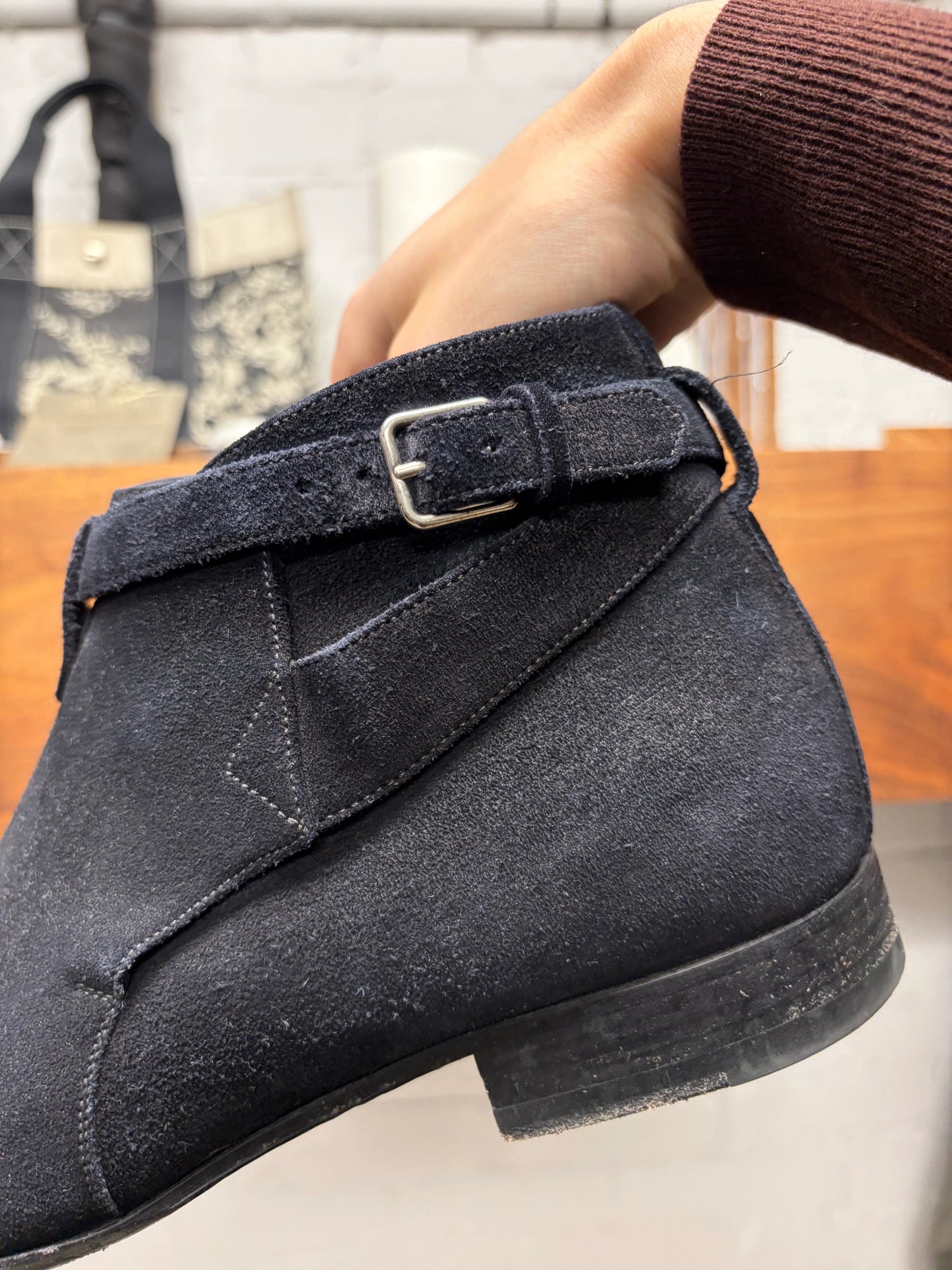 Saint Laurent ‘Jodhpur’ Black Suede Ankle Boots Boots