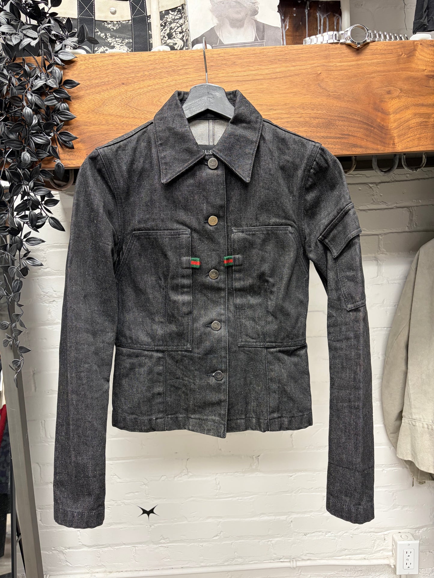 Vintage Gucci by Tom Ford Black Denim Trucker Jacket