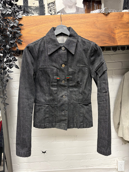 Vintage Gucci by Tom Ford Black Denim Trucker Jacket