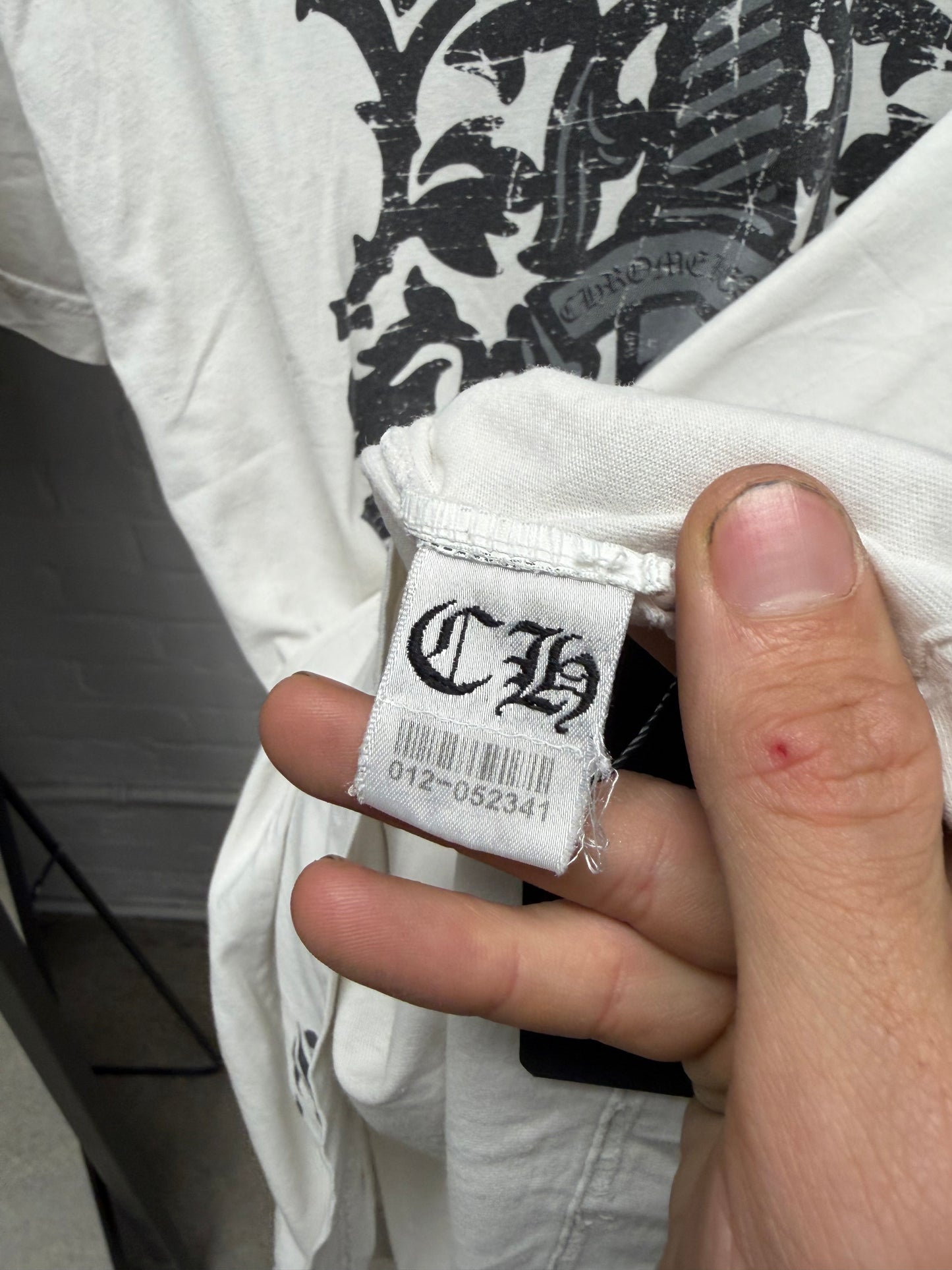 Vintage Chrome Hearts ‘Vine Dagger’ Thrashed White Graphic T-Shirt
