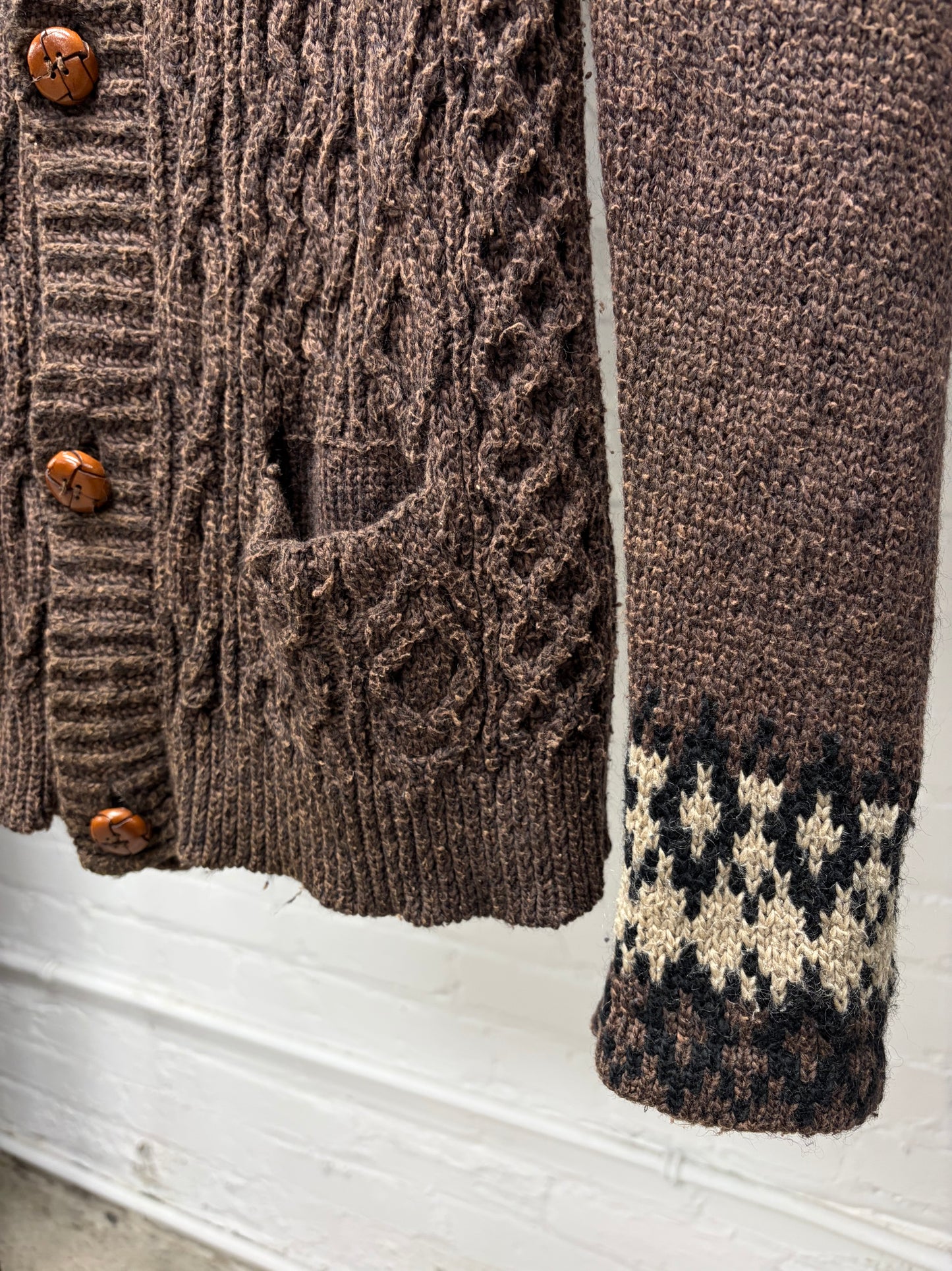 2000s Mihara Yasuhiro Brown Wool Cable Knit Cowichan