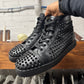 Christian Louboutin Classic Red Bottom ‘Junior Spike’ High Top Sneakers