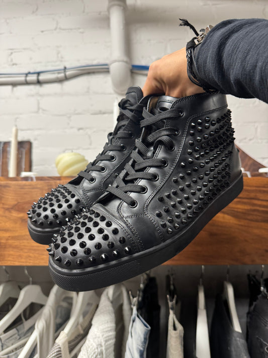 Christian Louboutin Classic Red Bottom ‘Junior Spike’ High Top Sneakers