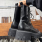 Balenciaga ‘Tractor’ Black Leather High Top Combat Boots