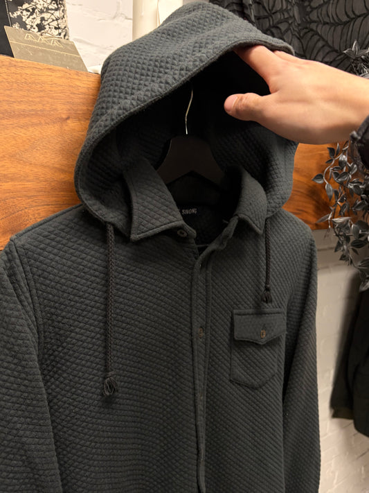 AW1999 Raf Simons Quilted Cotton Black Hooded Collar Shirt