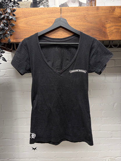 Chrome Hearts ‘Star Logo’ Black Womens Plunge Neck Black T-Shirt