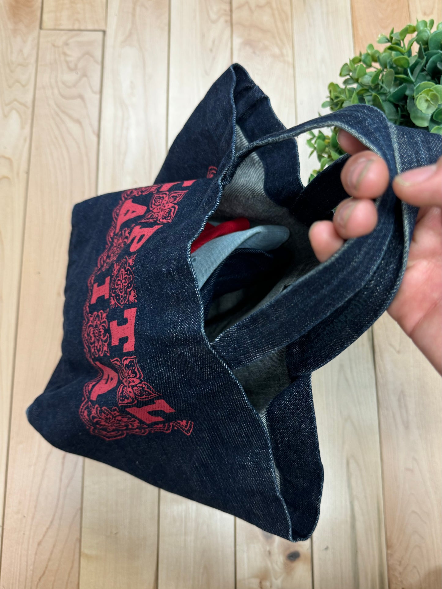 Kapital Red ‘Paisley Logo’ Denim Tote Bag