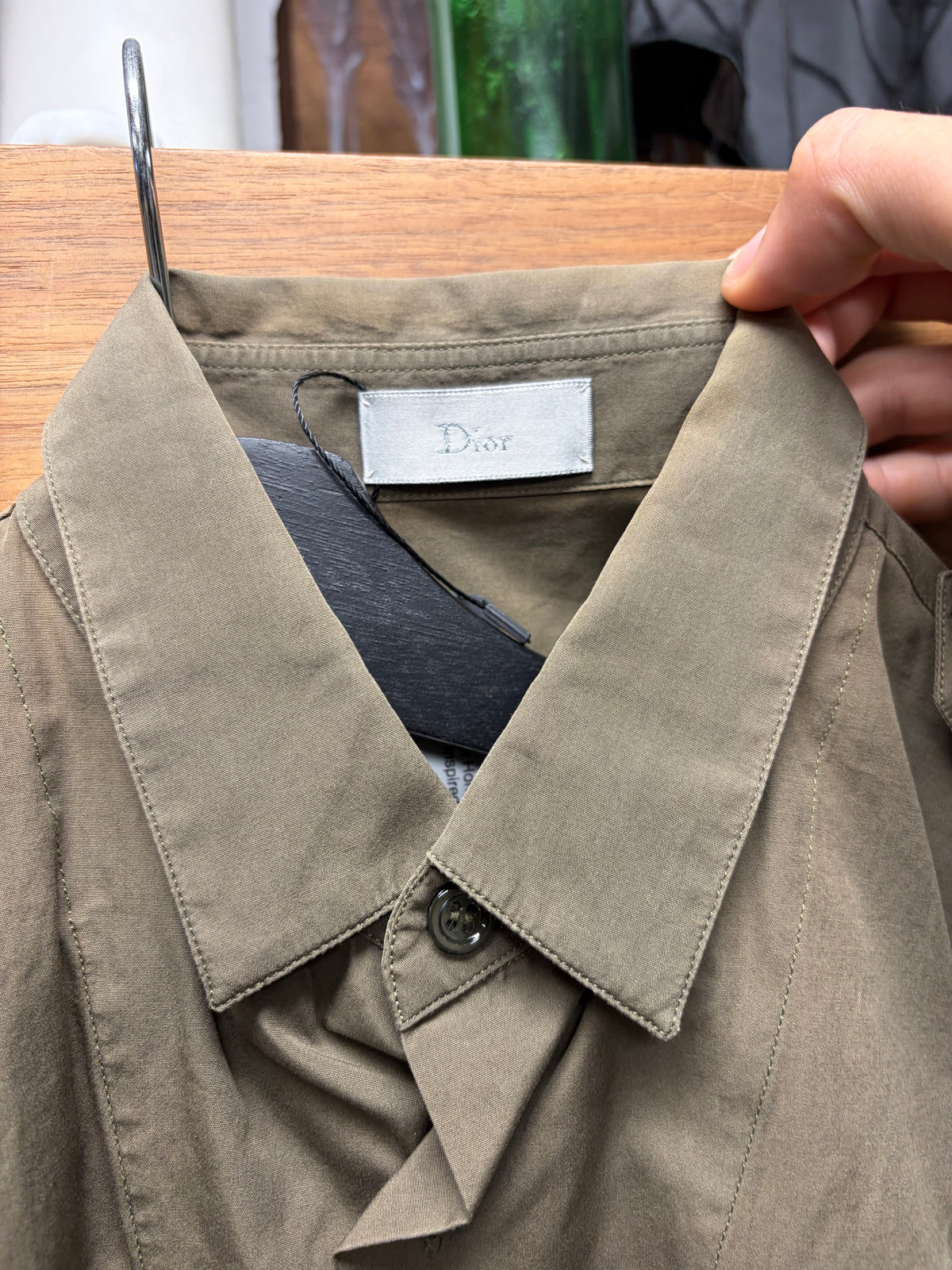 Dior Homme Dark Brown ‘Military Inspired’ Button up Shirt with Shoulder Epaulets