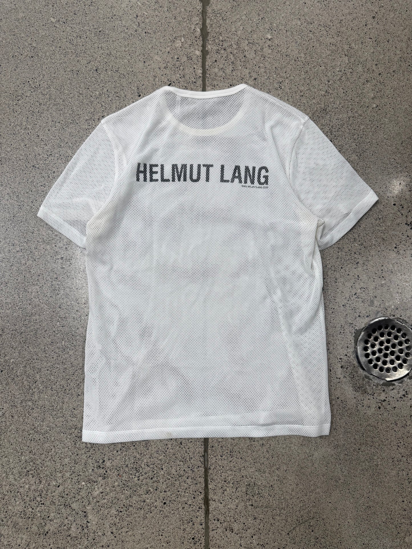 Helmut Lang White Mesh Logo T-Shirt