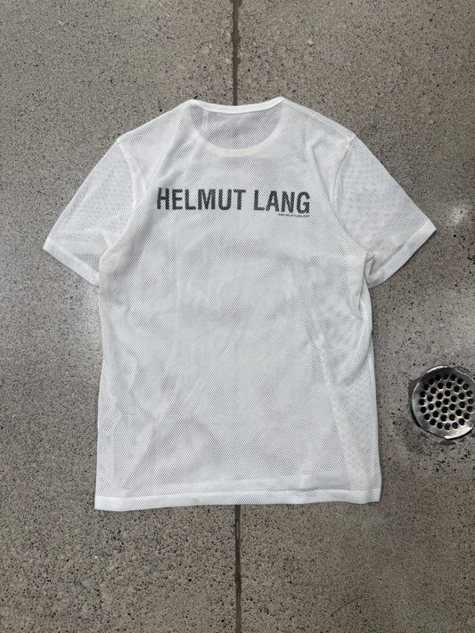 Helmut Lang White Mesh Logo T-Shirt