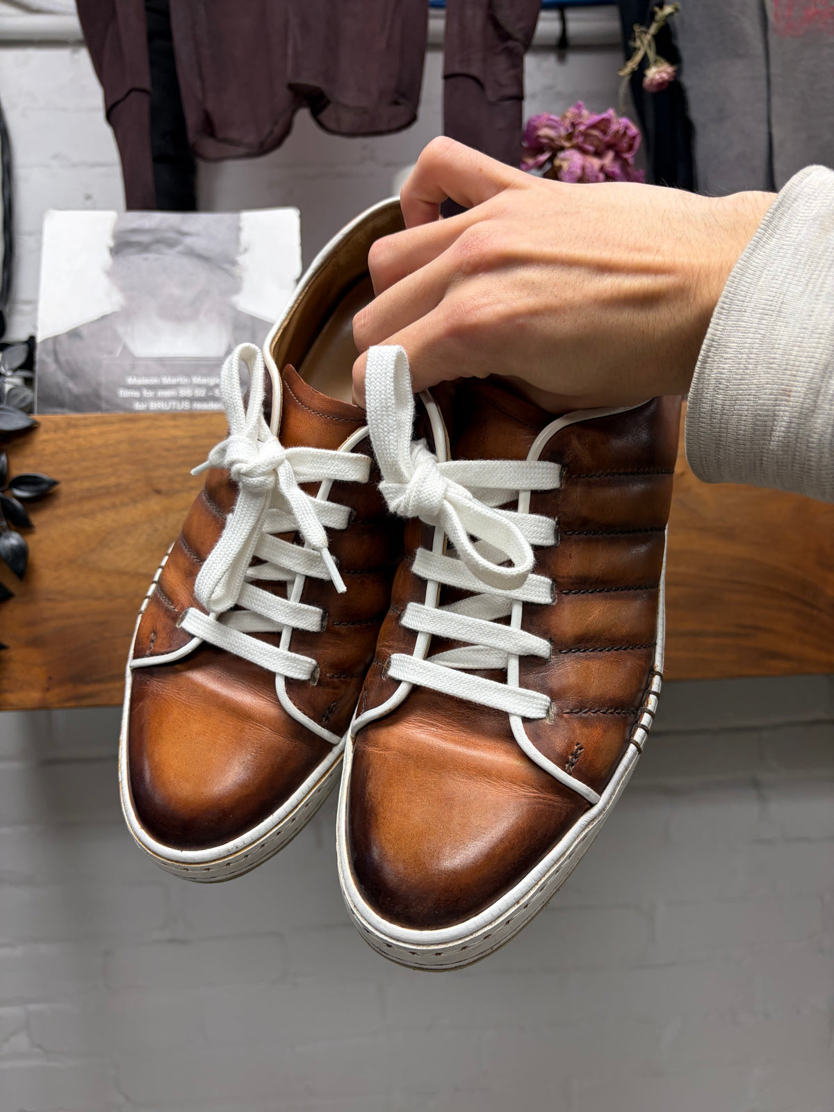 Berluti ‘Playfield’ Brown Patina Leather Low Top Sneakers