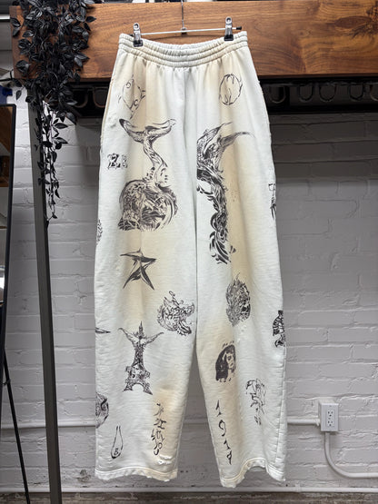 SS2024 Balenciaga ‘Tattoo’ Baggy Wide Cut Distressed Sweat Pants