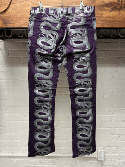 Hysteric Glamour ‘Snake Print’ Purple Flared Skinny Denim