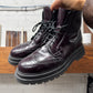 Prada ‘Spazzolato’ Brogue Dark Purple Leather Ankle Boots