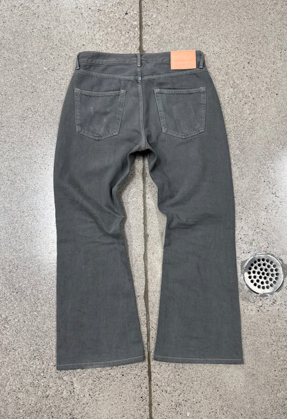 Acne Studios Flared Cut Distressed Grey Denim